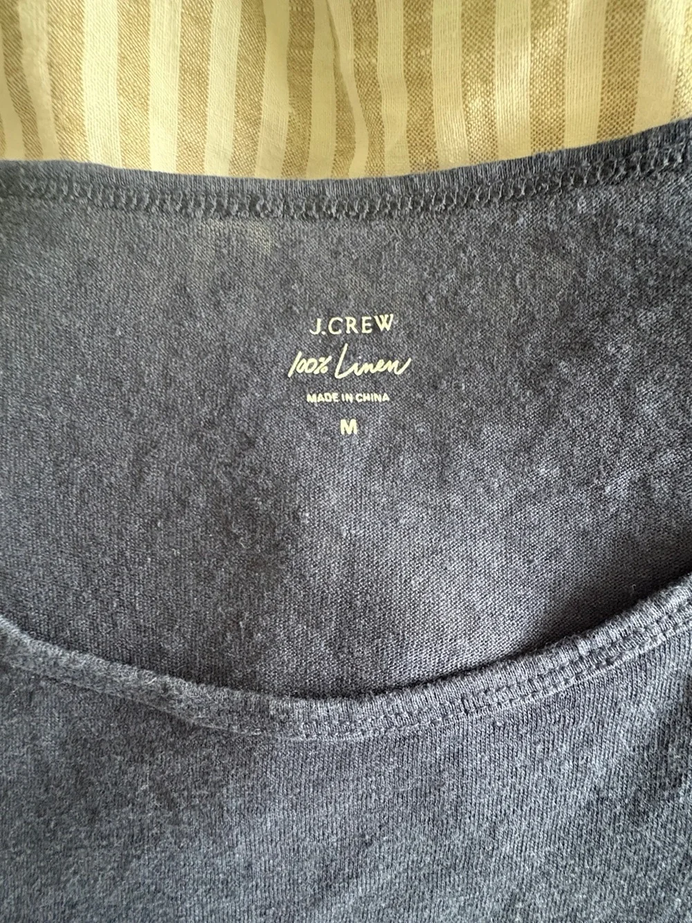 J.Crew Navy Linen 3/4 Sleeve Scoop Neck Top